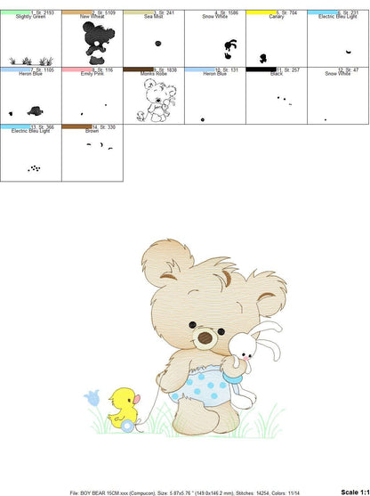 Bear embroidery designs - Baby boy embroidery design machine embroidery pattern - Cute teddy bear embroidery file - instant download pes jef Marcia Embroidery