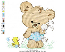 Cargar imagen en el visor de la galería, Bear embroidery designs - Baby boy embroidery design machine embroidery pattern - Cute teddy bear embroidery file - instant download pes jef
