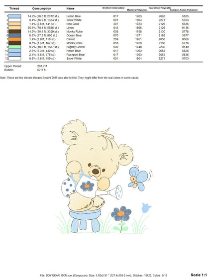 Bear embroidery designs - Baby boy embroidery design machine embroidery pattern - Cute teddy bear embroidery file - instant download pes jef Marcia Embroidery
