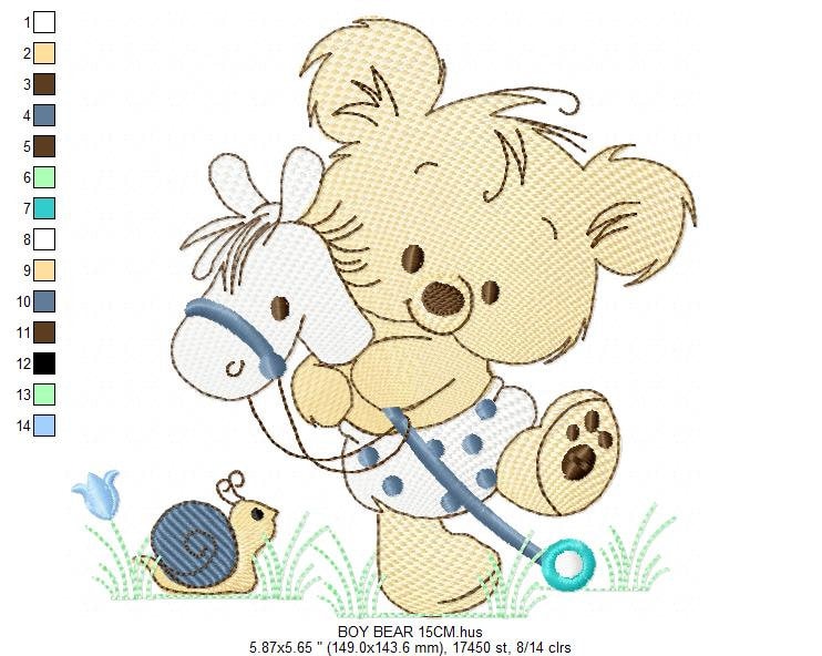 Bear embroidery designs - Baby boy embroidery design machine embroidery pattern - cute teddy bear embroidery file - instant download pes jef Marcia Embroidery