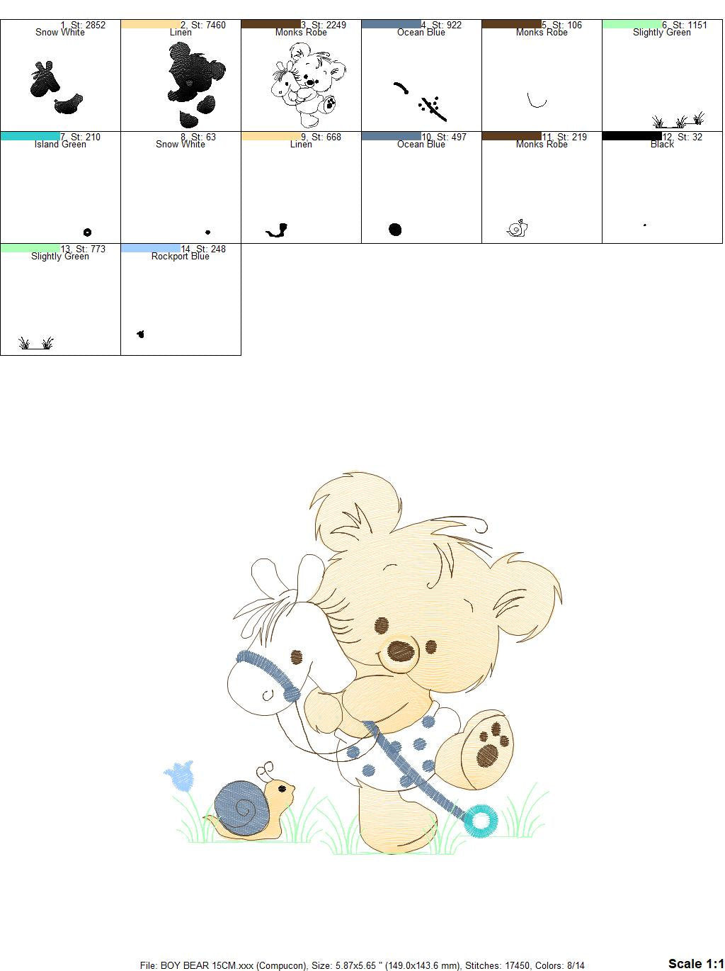 Bear embroidery designs - Baby boy embroidery design machine embroidery pattern - cute teddy bear embroidery file - instant download pes jef Marcia Embroidery
