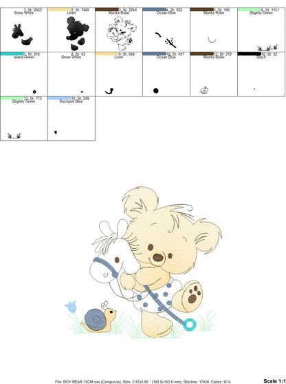 Bear embroidery designs - Baby boy embroidery design machine embroidery pattern - cute teddy bear embroidery file - instant download pes jef Marcia Embroidery