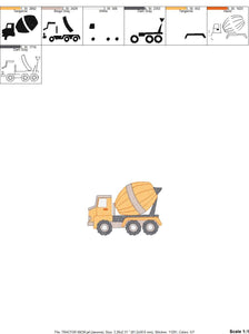 Concrete Mixer Truck embroidery designs - Vehicle embroidery design machine embroidery pattern - baby boy embroidery file - instant download