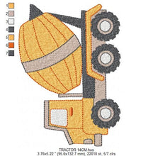 Charger l&#39;image dans la galerie, Concrete Mixer Truck embroidery designs - Vehicle embroidery design machine embroidery pattern - baby boy embroidery file - instant download
