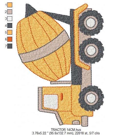 Concrete Mixer Truck embroidery designs - Vehicle embroidery design machine embroidery pattern - baby boy embroidery file - instant download