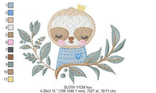 Charger l&#39;image dans la galerie, Sloth embroidery designs - Baby boy embroidery design machine embroidery pattern - Sloth with leaves embroidery file - digital download pes
