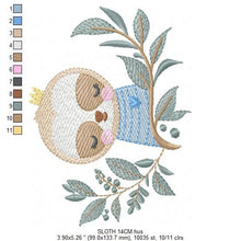 Charger l&#39;image dans la galerie, Sloth embroidery designs - Baby boy embroidery design machine embroidery pattern - Sloth with leaves embroidery file - digital download pes
