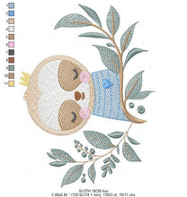 Load image into Gallery viewer, Sloth embroidery designs - Baby boy embroidery design machine embroidery pattern - Sloth with leaves embroidery file - digital download pes
