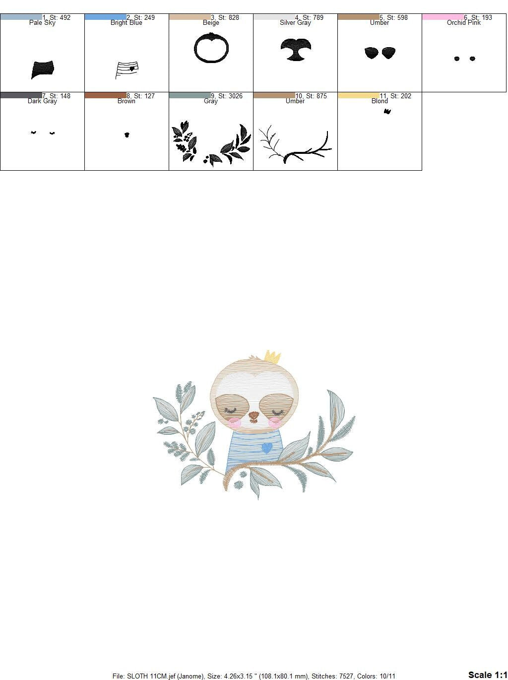 Sloth embroidery designs - Baby boy embroidery design machine embroide ...