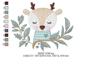 Deer embroidery design - Animal embroidery designs machine embroidery pattern - Florest embroidery file - Baby boy embroidery  Woodland pes