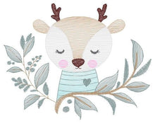 Carica l&#39;immagine nel visualizzatore di Gallery, Deer embroidery design - Animal embroidery designs machine embroidery pattern - Florest embroidery file - Baby boy embroidery  Woodland pes
