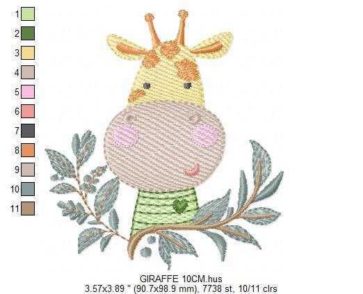 Giraffe with leaves embroidery design - Safari Wild Animal embroidery designs machine embroidery pattern - Instant digital download pes jef Marcia Embroidery