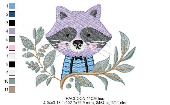 Raccoon embroidery designs - Animal embroidery design machine embroidery pattern - woodland embroidery file - Baby boy embroidery download Marcia Embroidery