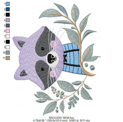 Raccoon embroidery designs - Animal embroidery design machine embroidery pattern - woodland embroidery file - Baby boy embroidery download Marcia Embroidery