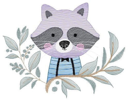 Raccoon embroidery designs - Animal embroidery design machine embroidery pattern - woodland embroidery file - Baby boy embroidery download Marcia Embroidery