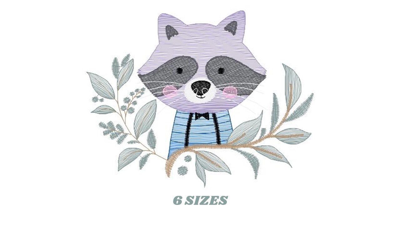 Raccoon embroidery designs - Animal embroidery design machine embroidery pattern - woodland embroidery file - Baby boy embroidery download Marcia Embroidery