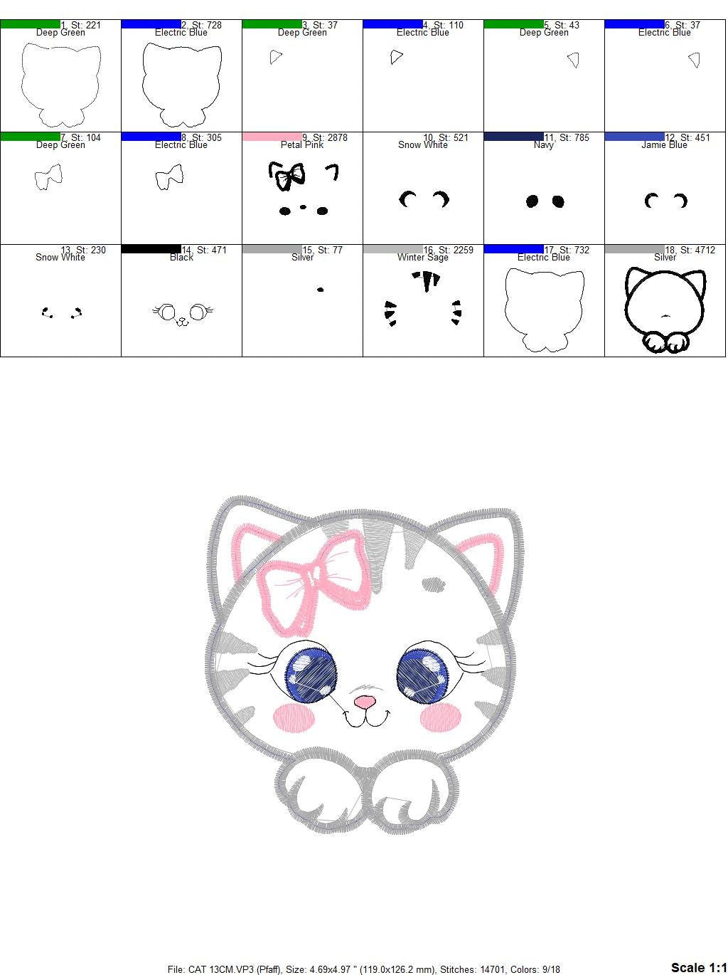 Cat embroidery design - Cat face peek a boo embroidery designs machine embroidery pattern - Pet embroidery file - Cat applique pes design