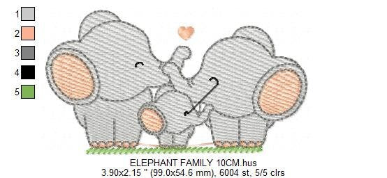 Family Elephant embroidery designs - Animal embroidery design machine embroidery pattern - Loving couple with kid - instant digital download - Marcia Embroidery