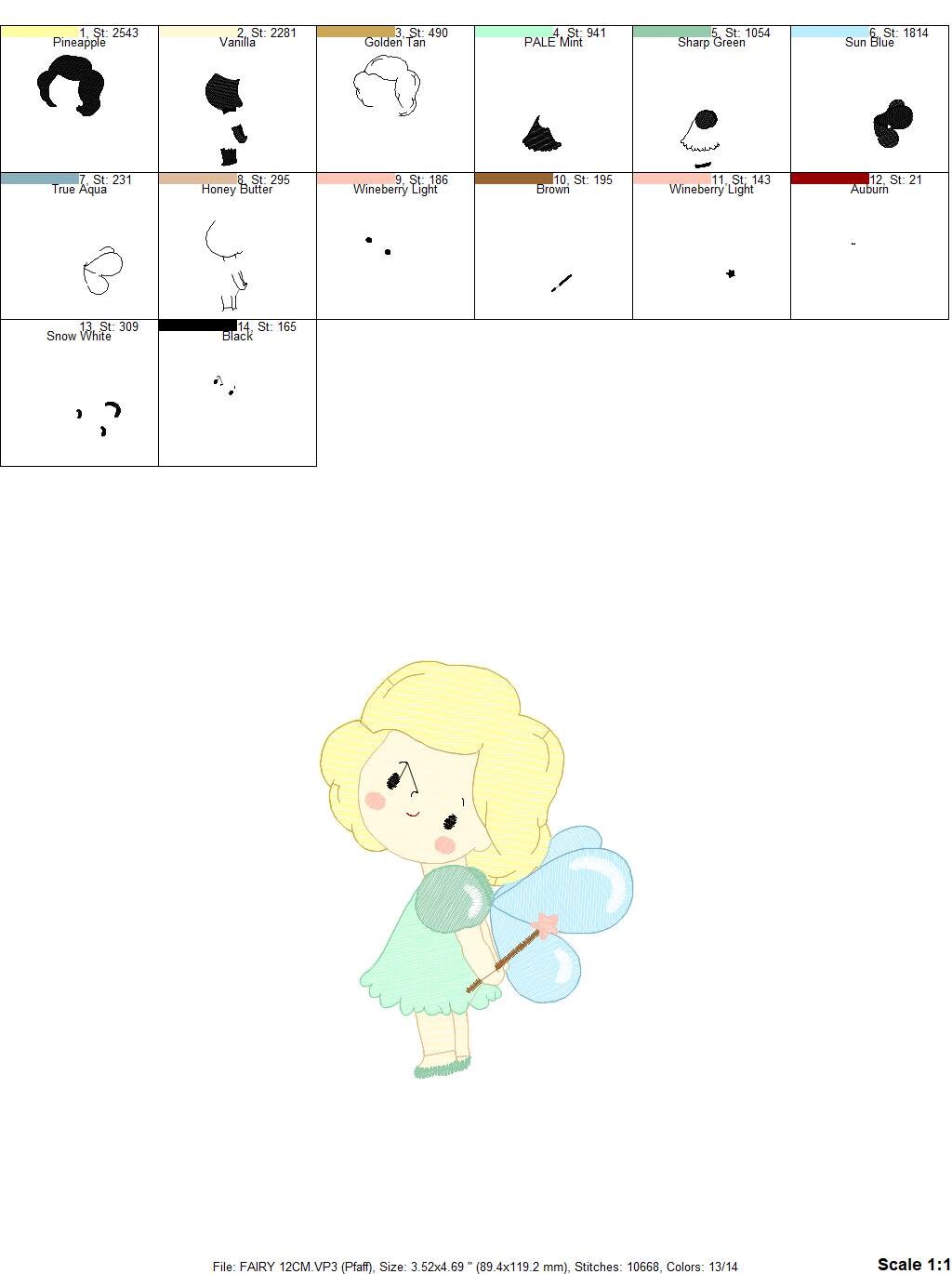Fairy embroidery designs - Baby girl embroidery design machine embroidery pattern - Pixie embroidery file - Tooth Fairy with wand and wings Marcia Embroidery