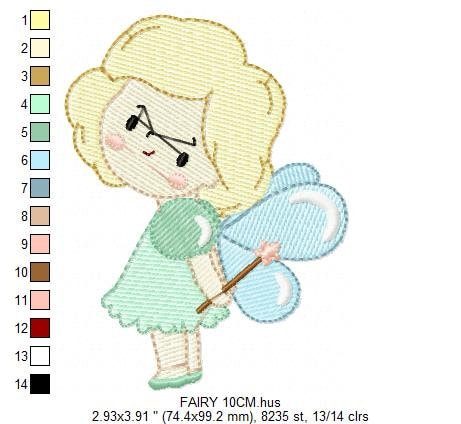 Fairy embroidery designs - Baby girl embroidery design machine embroidery pattern - Pixie embroidery file - Tooth Fairy with wand and wings Marcia Embroidery