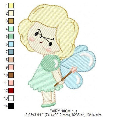 Fairy embroidery designs - Baby girl embroidery design machine embroidery pattern - Pixie embroidery file - Tooth Fairy with wand and wings Marcia Embroidery