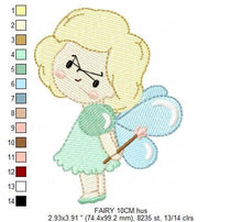 Carica l&#39;immagine nel visualizzatore di Gallery, Fairy embroidery designs - Baby girl embroidery design machine embroidery pattern - Pixie embroidery file - Tooth Fairy with wand and wings
