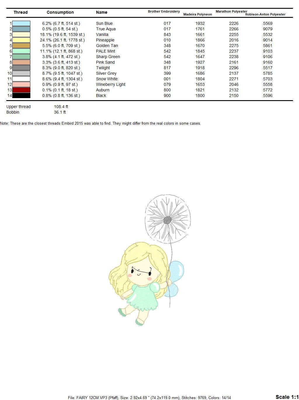 Fairy embroidery designs - Baby girl embroidery design machine embroidery pattern - Pixie with dandelion embroidery file - Fairy design pes Marcia Embroidery