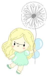 Fairy embroidery designs - Baby girl embroidery design machine embroidery pattern - Pixie with dandelion embroidery file - Fairy design pes