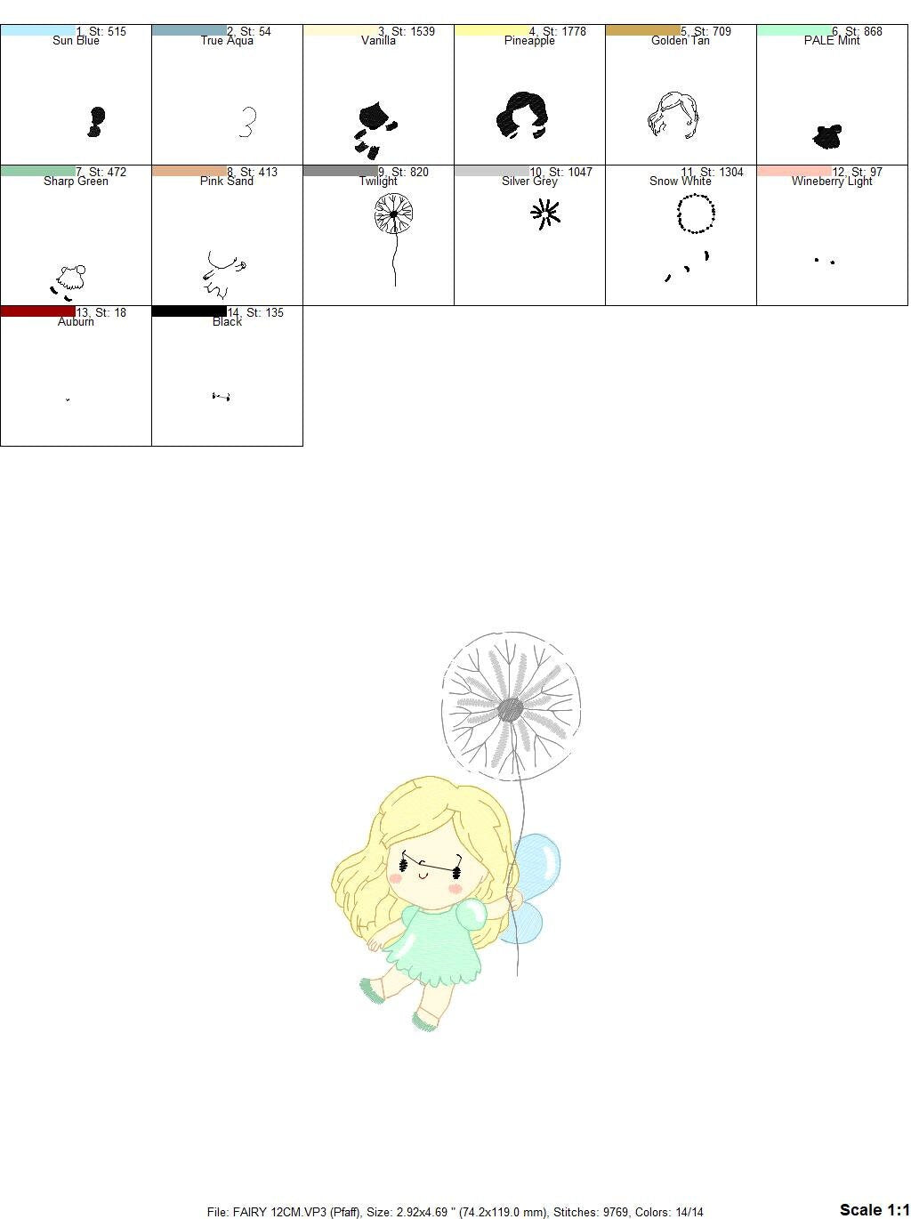 Fairy embroidery designs - Baby girl embroidery design machine embroidery pattern - Pixie with dandelion embroidery file - Fairy design pes Marcia Embroidery