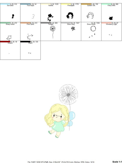 Fairy embroidery designs - Baby girl embroidery design machine embroidery pattern - Pixie with dandelion embroidery file - Fairy design pes Marcia Embroidery