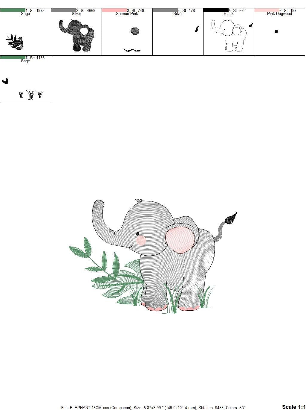 Elephant embroidery designs - Animal embroidery design machine embroidery pattern - Baby boy embroidery file - digital file instant download - Marcia Embroidery
