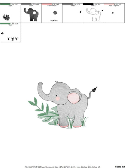 Elephant embroidery designs - Animal embroidery design machine embroidery pattern - Baby boy embroidery file - digital file instant download - Marcia Embroidery