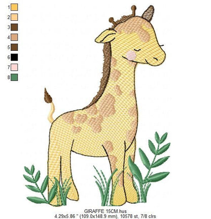 Giraffe with leaves embroidery design - Safari Wild Animal embroidery designs machine embroidery pattern - Instant download digital pes file Marcia Embroidery