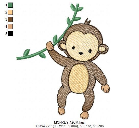 Safari embroidery designs - Monkey embroidery design machine embroidery pattern - Animal embroidery file - Baby boy embroidery download pes Marcia Embroidery
