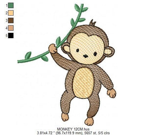 Safari embroidery designs - Monkey embroidery design machine embroidery pattern - Animal embroidery file - Baby boy embroidery download pes