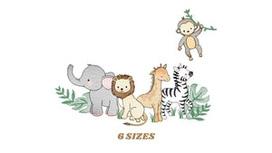 Safari embroidery designs - Animals embroidery design machine embroidery pattern - Elephant embroidery file - Zebra Monkey Giraffe Lion pes