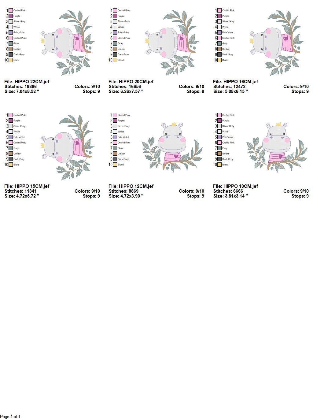 Hippo embroidery designs - Safari embroidery design machine embroidery pattern - Animal embroidery file - baby boy embroidery pes download Marcia Embroidery