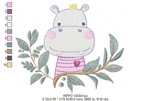 Hippo embroidery designs - Safari embroidery design machine embroidery pattern - Animal embroidery file - baby boy embroidery pes download Marcia Embroidery