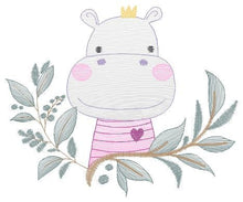 Load image into Gallery viewer, Hippo embroidery designs - Safari embroidery design machine embroidery pattern - Animal embroidery file - baby boy embroidery pes download
