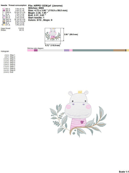 Hippo embroidery designs - Safari embroidery design machine embroidery pattern - Animal embroidery file - baby boy embroidery pes download Marcia Embroidery