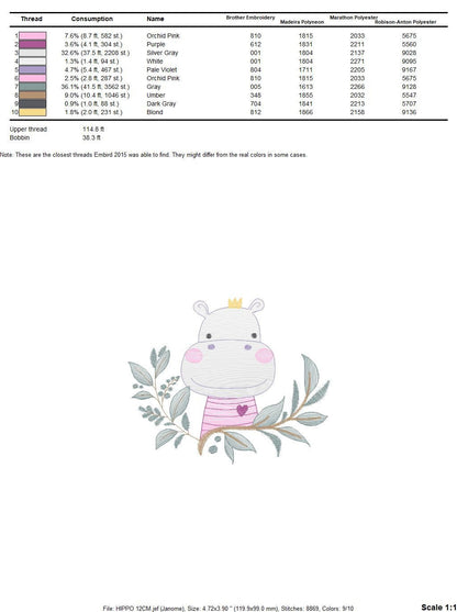 Hippo embroidery designs - Safari embroidery design machine embroidery pattern - Animal embroidery file - baby boy embroidery pes download Marcia Embroidery