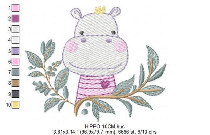 Hippo embroidery designs - Safari embroidery design machine embroidery pattern - Animal embroidery file - baby boy embroidery pes download Marcia Embroidery