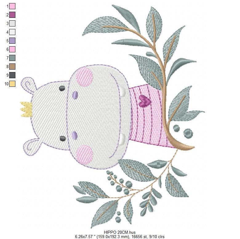 Hippo embroidery designs - Safari embroidery design machine embroidery pattern - Animal embroidery file - baby boy embroidery pes download Marcia Embroidery