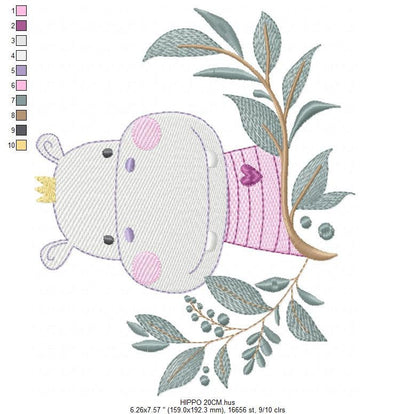 Hippo embroidery designs - Safari embroidery design machine embroidery pattern - Animal embroidery file - baby boy embroidery pes download Marcia Embroidery