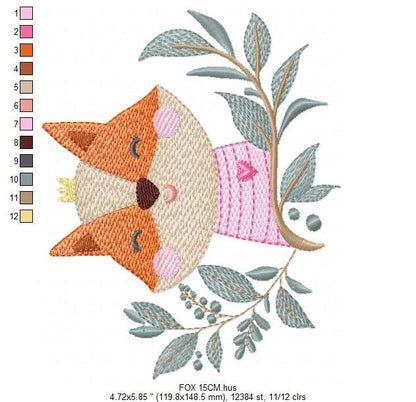 Fox embroidery designs - Red Fox embroidery design machine embroidery pattern - Woodland Animal embroidery file - Baby boy Marcia Embroidery