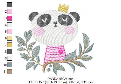 Panda embroidery design - Animal with crown embroidery designs machine embroidery pattern - Baby boy embroidery - Panda with tree - download Marcia Embroidery
