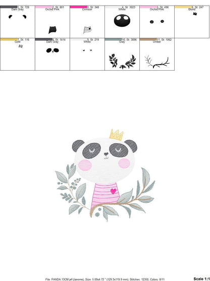 Panda embroidery design - Animal with crown embroidery designs machine embroidery pattern - Baby boy embroidery - Panda with tree - download Marcia Embroidery