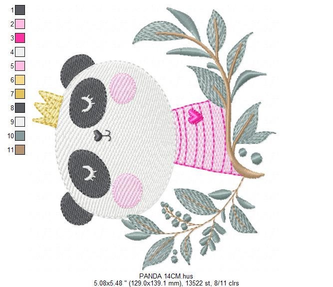 Panda embroidery design - Animal with crown embroidery designs machine embroidery pattern - Baby boy embroidery - Panda with tree - download Marcia Embroidery