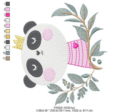 Panda embroidery design - Animal with crown embroidery designs machine embroidery pattern - Baby boy embroidery - Panda with tree - download Marcia Embroidery