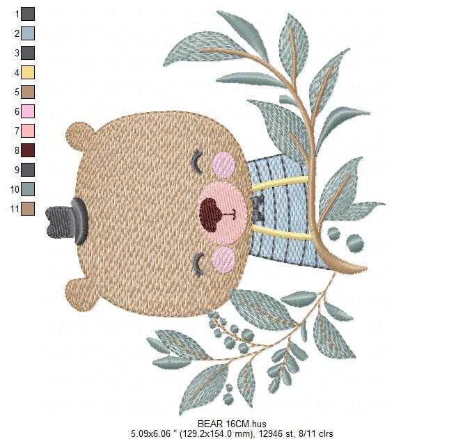 Bear embroidery designs - Baby boy embroidery design machine embroidery pattern - Teddy Bear with hat embroidery file - instant download pes Marcia Embroidery